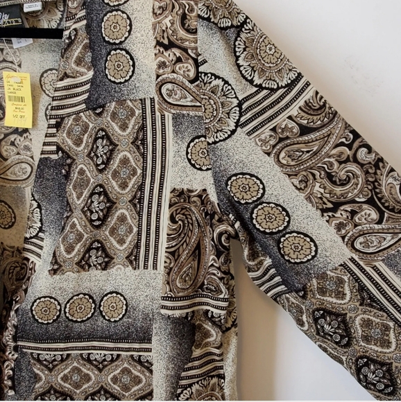 Final price! Vintage 80s Long Sleeve V Neck Layering Jacket Blouse - Picture 2 of 6